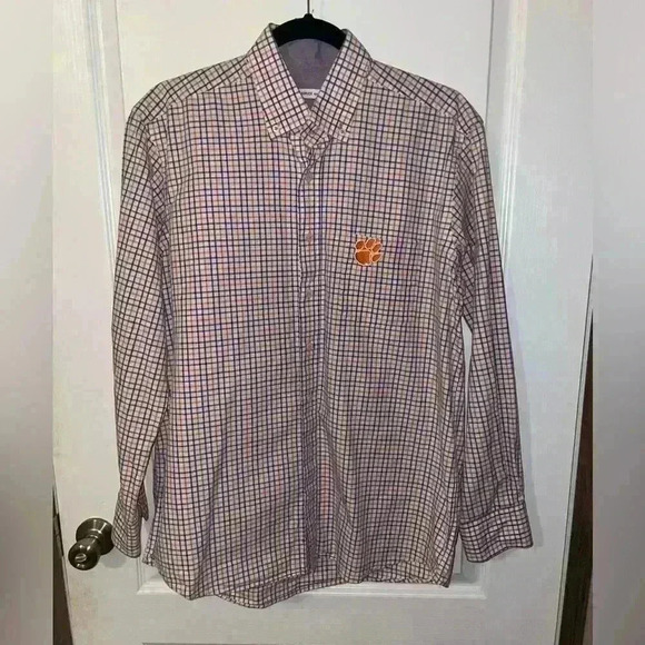 Frederick Martin long sleeve embroidered‎ Clemson button up shirt size med 39-40 - Picture 1 of 4
